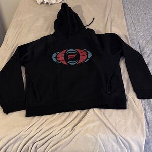 Fabletics Black Hoodie with Red and Teal Graphic
